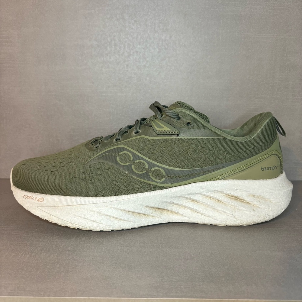Saucony | Triumph 22 Running Shoes - Olivine Green White ; Mens 12.5